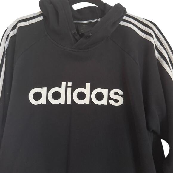 Adidas Originals Black Hoodie Sweatshirt Pullover Large Logo‎ Unisex Size Large - Picture 2 of 6